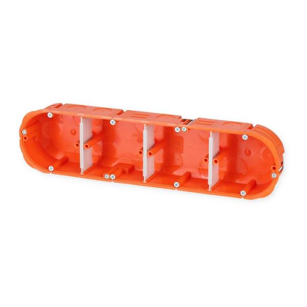 f-tronic Hohlwand-Gerätedose massiv HW40F, 4-fach, orange, 5 Stück (7350155)