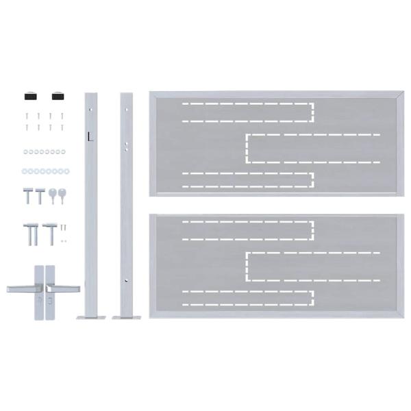 Gartentor mit Schloss Silber 85 x 70 cm Edelstahl