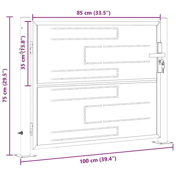 Gartentor mit Schloss Silber 85 x 70 cm Edelstahl
