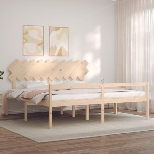Seniorenbett mit Kopfteil 200x200 cm Massivholz
