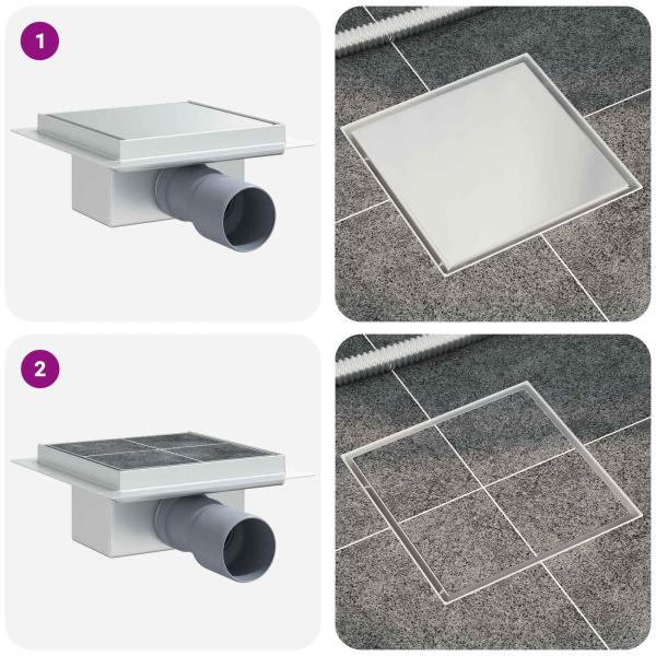 2 in 1 Duschablauf Silber 15 x 15 cm Edelstahl 304