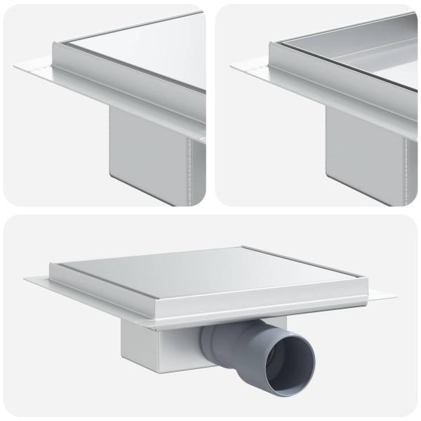 2 in 1 Duschablauf Silber 20 x 20 cm Edelstahl 304