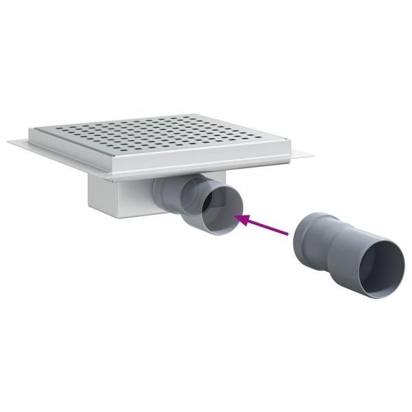 2 in 1 Duschablauf Silber 20 x 20 cm Edelstahl 304