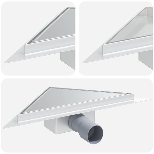 2 in 1 Dreiecks-Duschabfluss Silber 25 x 25 cm Edelstahl 304