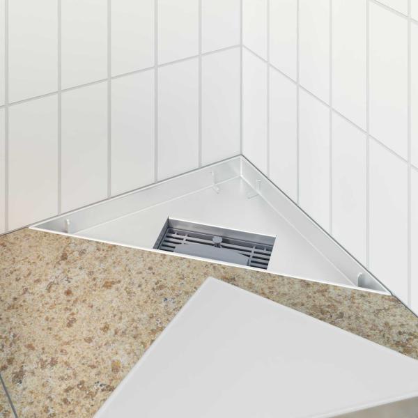 2 in 1 Dreiecks-Duschabfluss Silber 25 x 25 cm Edelstahl 304