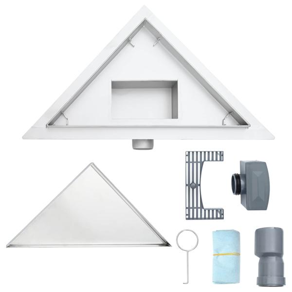 2 in 1 Dreiecks-Duschabfluss Silber 25 x 25 cm Edelstahl 304