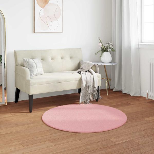 ARDEBO.de - Kunstfell Hasen Teppich Olite Rosa Ø 80 cm Polyester