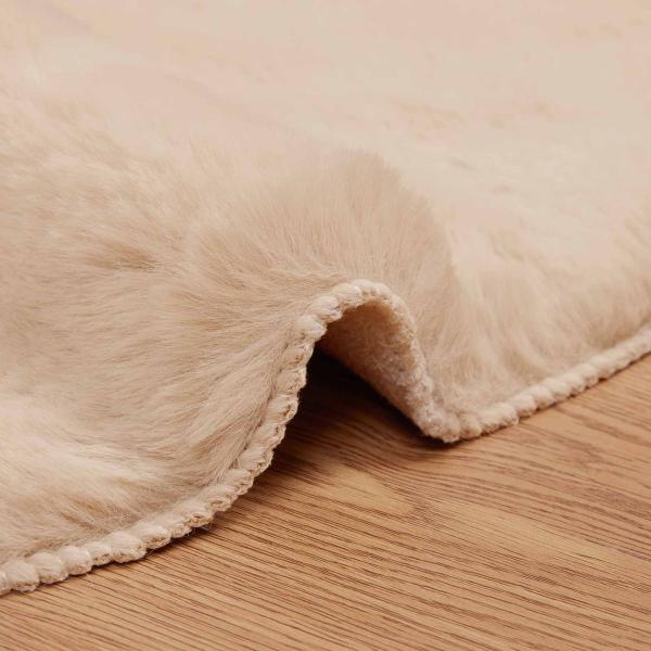 Rutschfester Teppich aus Kunstkaninchenfell OLITE Taupe