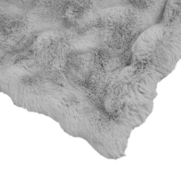 Kunstfell Kaninchenfell Decke Grau 220 x 240 cm Polyester