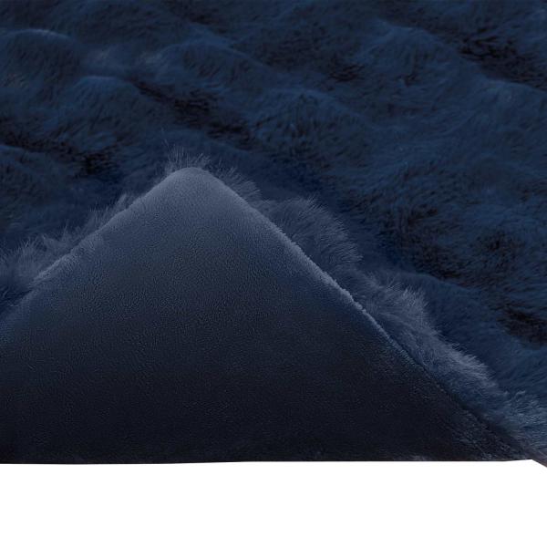 Kunstfell Kaninchenfell Decke Marineblau 220 x 240 cm Polyester