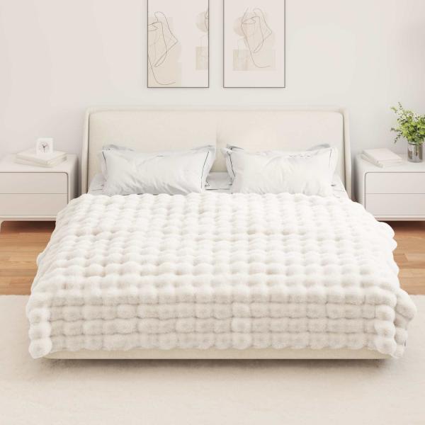 Kunstfell Kaninchenfell Decke Weiß 150 x 220 cm Polyester