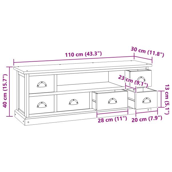 TV-Ständer Braun 110 x 30 x 40 cm Massivholz Teak