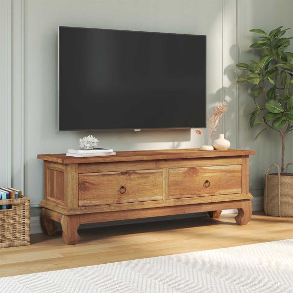 TV-Ständer Braun 110 x 35 x 40 cm Massivholz Teak