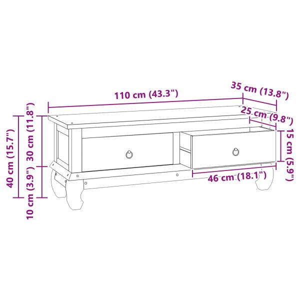 TV-Ständer Braun 110 x 35 x 40 cm Massivholz Teak