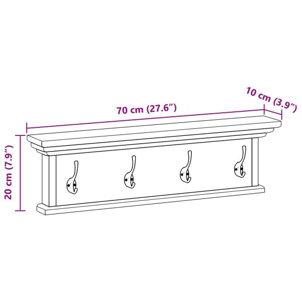 Wand Montierter Kleiderständer Natur 70 x 10 x 20 cm