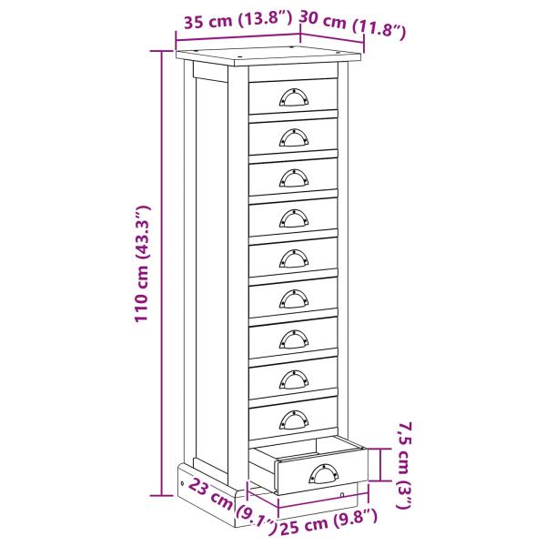 Kommode mit Schubladen Braun 35,5 x 30 x 100 cm Massivholz Teak