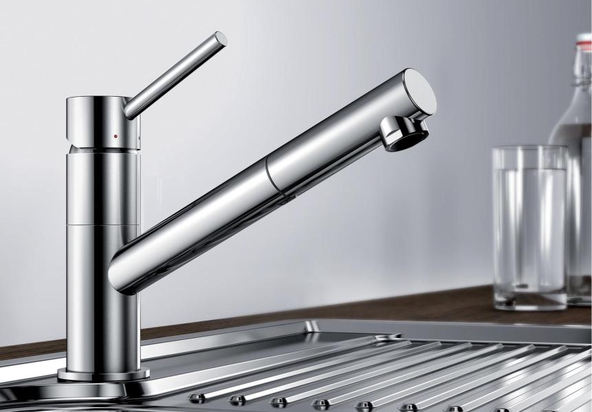 Blanco Kano-S Einhebelmischer, metallische Oberfläche, herausziehbarer Auslauf, schwenkbar, Hochdruck, chrom (521503)