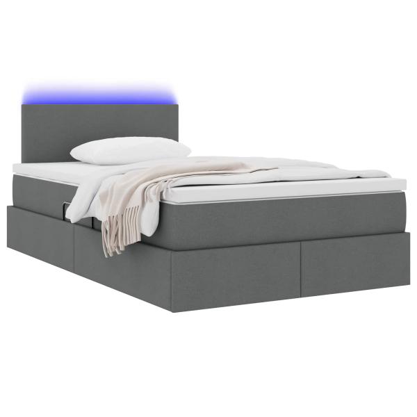 Bett mit Stauraum und LED Dunkelgrau 120 x 190 cm Polyester