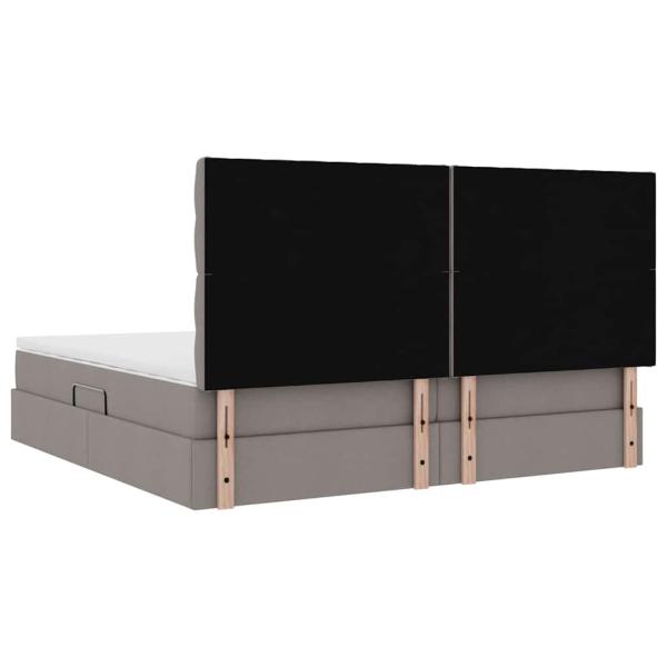 Aufbewahrungsbett mit Matratze Taupe 200 x 200 cm Kunstleder