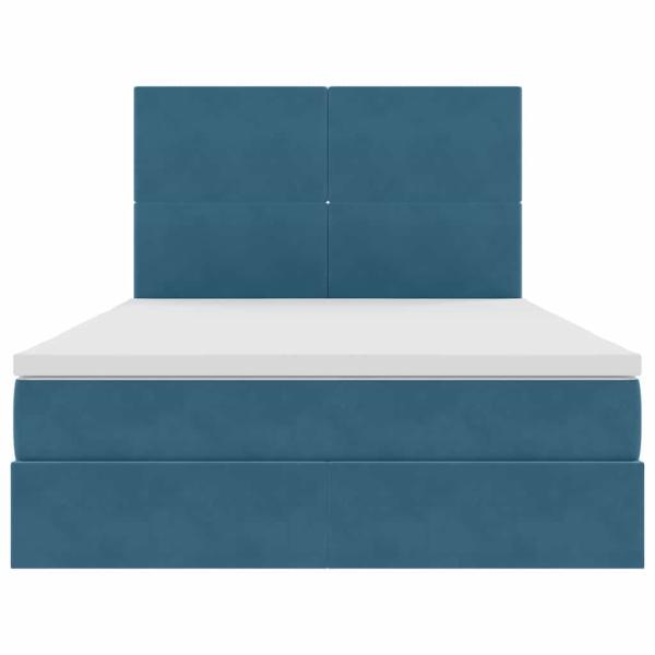 Bett mit Stauraum und LED Dunkelblau 140 x 200 cm Samt