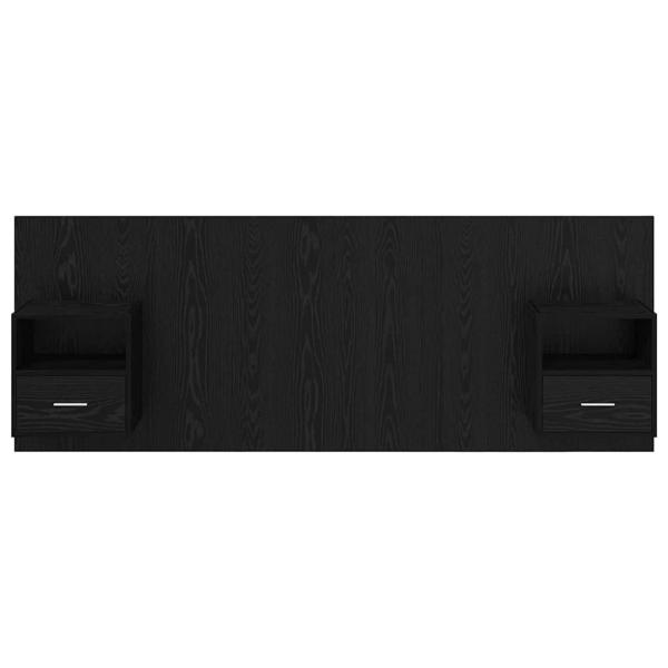 Kopfteil mit Schrank 3 pcs Schwarz Eichen-Optik Holzwerkstoff