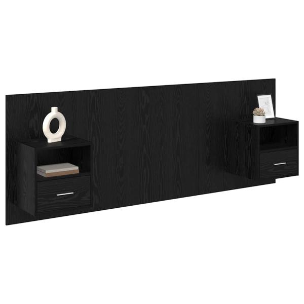 Kopfteil mit Schrank 3 Stk. Schwarz Eichen-Optik Holzwerkstoff