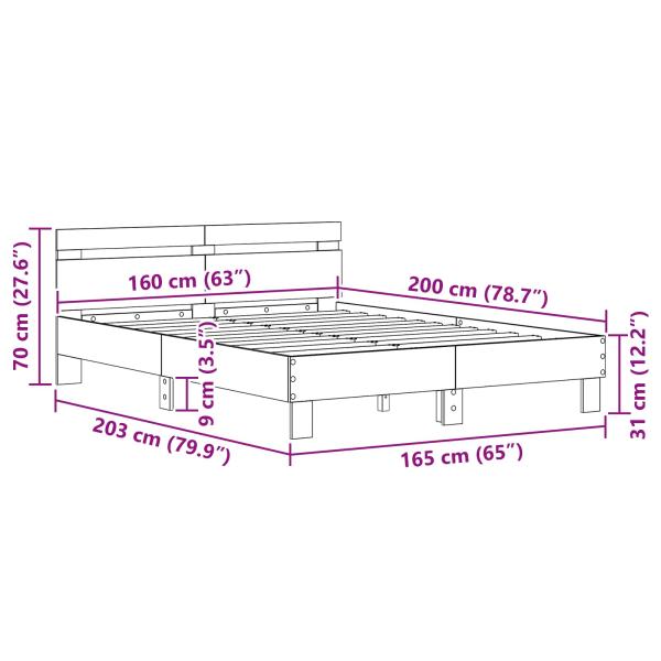 Bettrahmen Schwarz Eichen-Optik 160 x 200 cm Holzwerkstoff