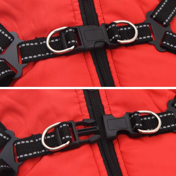 ARDEBO.de - Hundemantel mit Geschirr Rot M Fleece und Polyester
