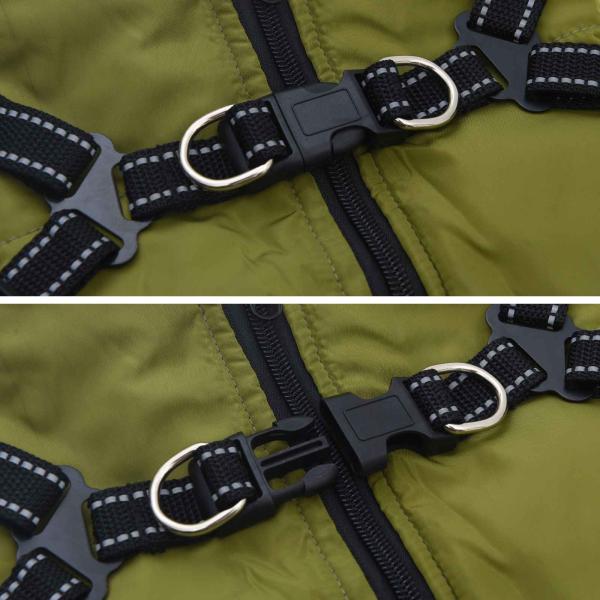 Hundemantel mit Geschirr Olivegrün L Fleece und Polyester