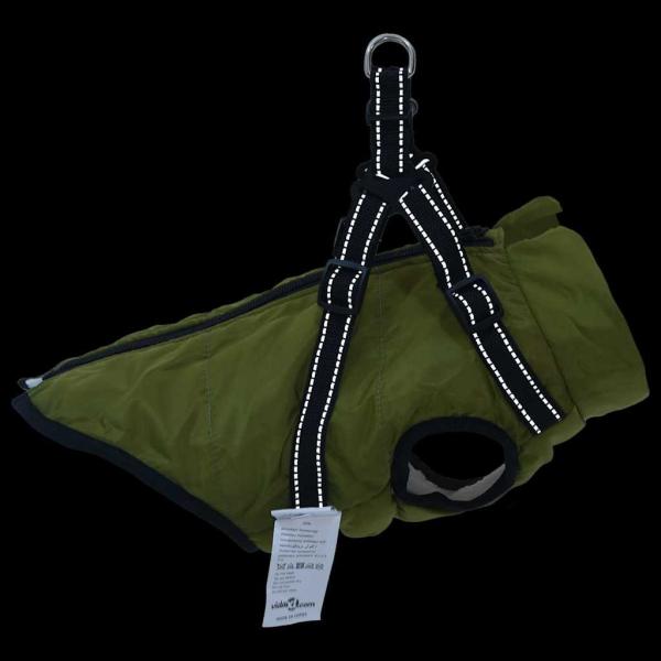 Hundemantel mit Geschirr Olivegrün XL Fleece und Polyester