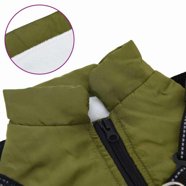 Hundemantel mit Geschirr Olivegrün 2XL Fleece und Polyester