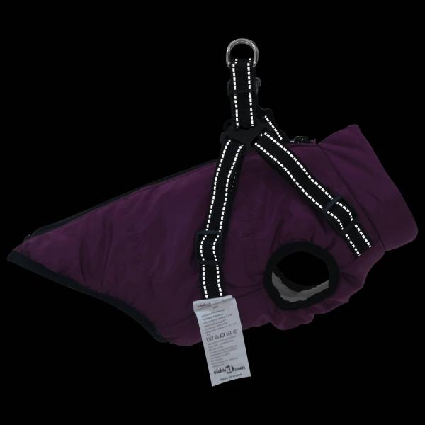 ARDEBO.de - Hundemantel mit Geschirr Lila XL Fleece und Polyester