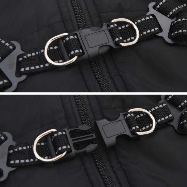 Hundemantel mit Geschirr Schwarz S Fleece und Polyester