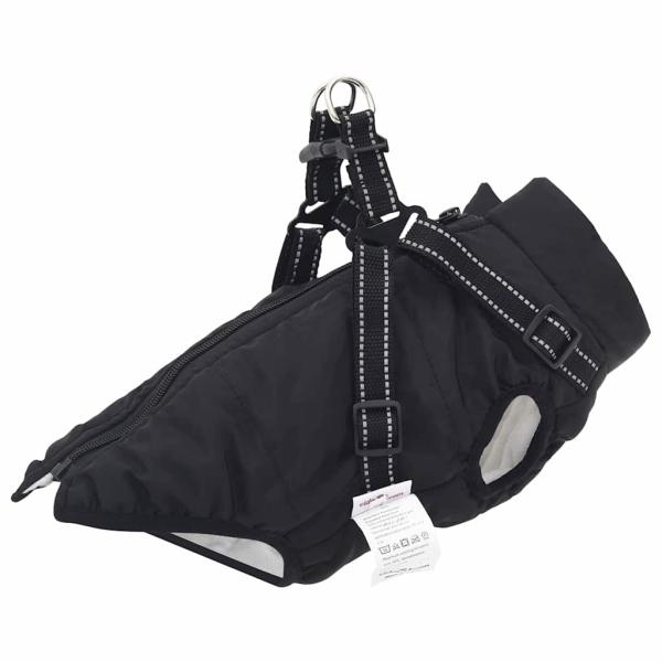 ARDEBO.de - Hundemantel mit Geschirr Schwarz L Fleece und Polyester
