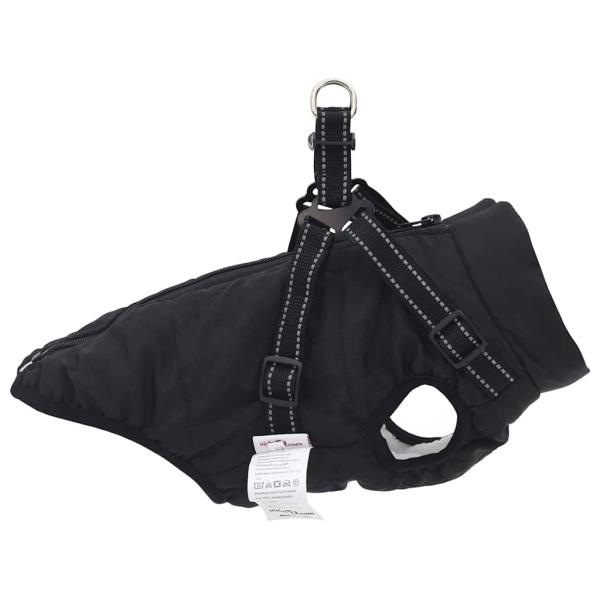 Hundemantel mit Geschirr Schwarz L Fleece und Polyester