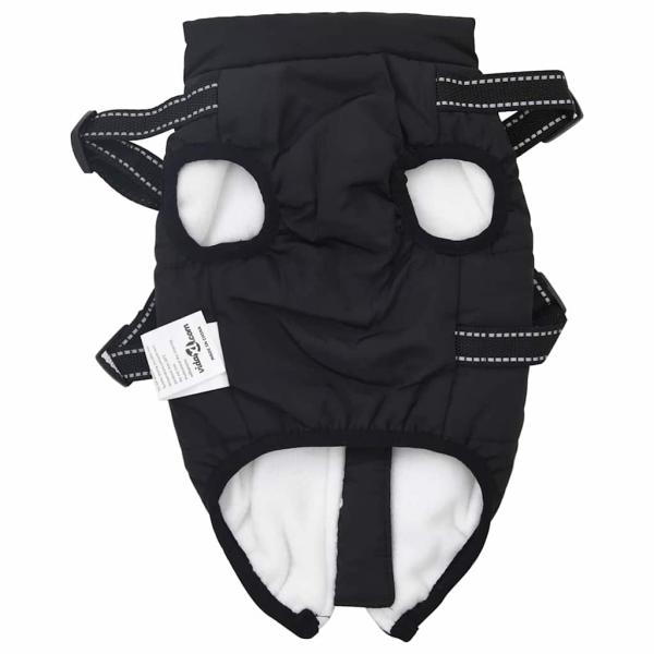 Hundemantel mit Geschirr Schwarz L Fleece und Polyester