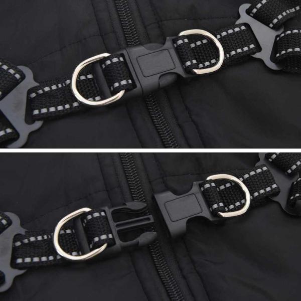 Hundemantel mit Geschirr Schwarz L Fleece und Polyester