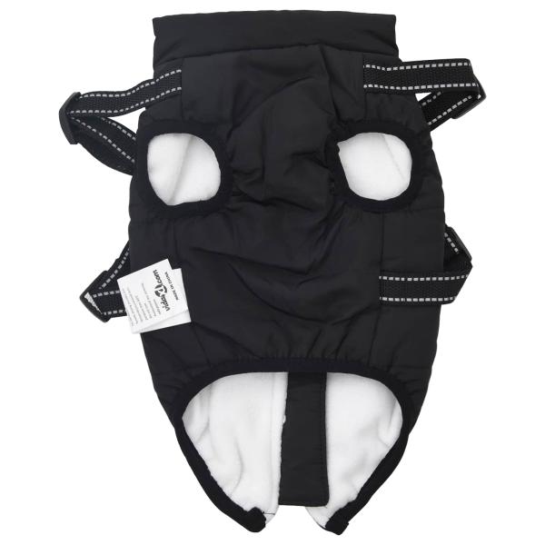 Hundemantel mit Geschirr Schwarz XL Fleece und Polyester