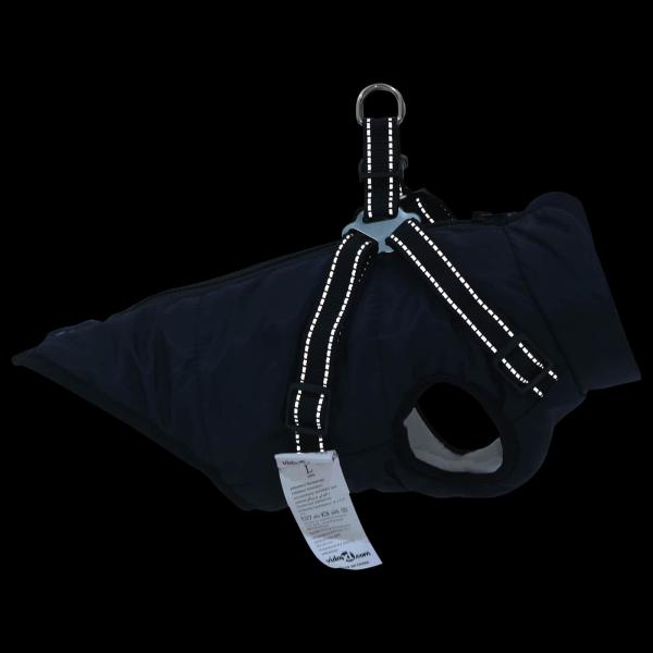Hundemantel mit Geschirr Marineblau M Fleece und Polyester
