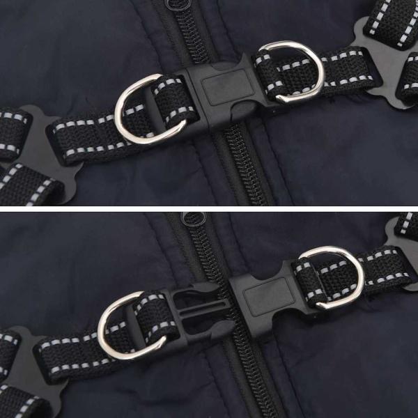 Hundemantel mit Geschirr Marineblau L Fleece und Polyester