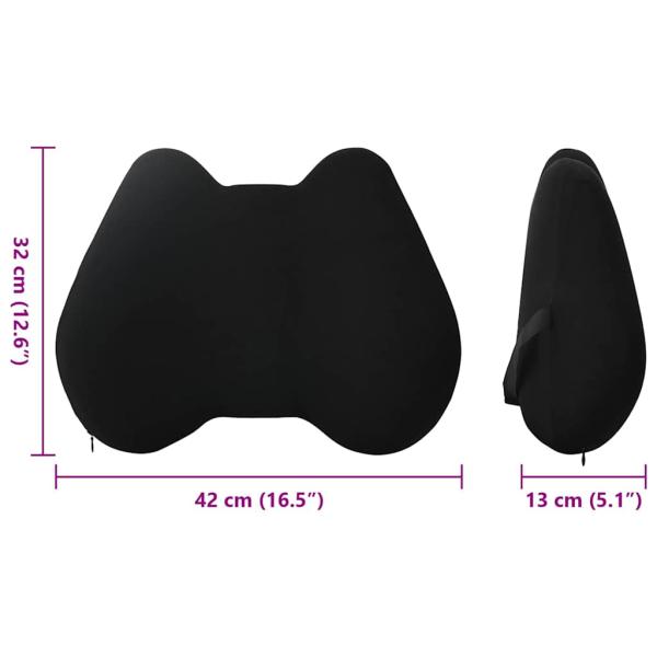 Rückenkissen Schwarz Viscoschaum 40 x 32 x 13 cm