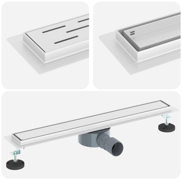 ARDEBO.de - Duschablauf 2-in-1 mit 360° Siphon Silber 60 cm Edelstahl 304
