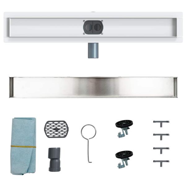 Duschablauf 2-in-1 mit 360° Siphon Silber 60 cm Edelstahl 304