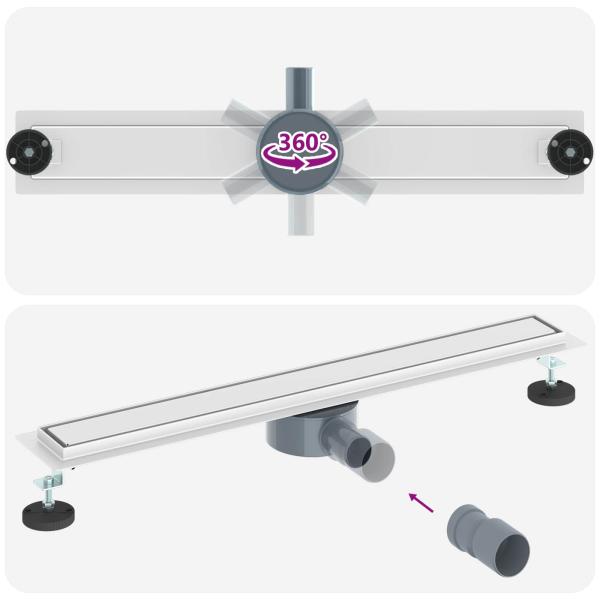 Duschablauf 2-in-1 mit 360° Siphon Silber 70 cm Edelstahl 304