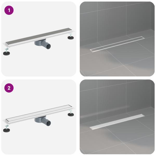 Duschablauf 2-in-1 mit 360° Siphon Silber 70 cm Edelstahl 304