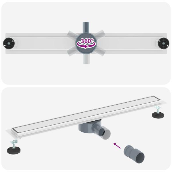 Duschablauf 2-in-1 mit 360° Siphon Silber 80 cm Edelstahl 304