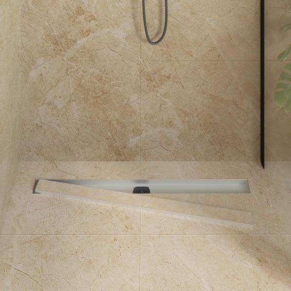 Duschablauf 2-in-1 mit 360° Siphon Silber 90 cm Edelstahl 304