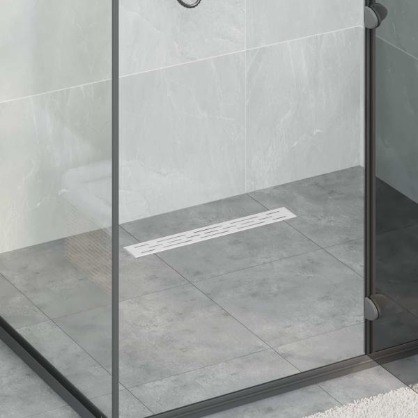 ARDEBO.de - 362 Grad Duschabfluss mit Linien-Design Silber 50 cm