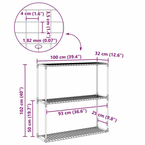 3-stöckiger Pflanzenständer Schwarz 100 x 32 x 102 cm Stahl