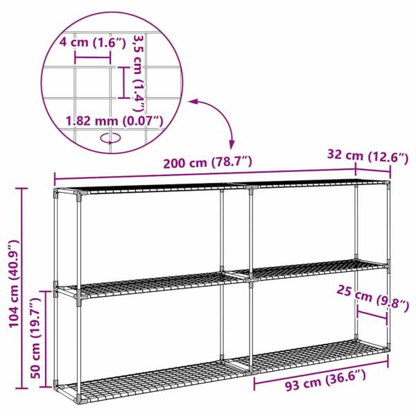 3-stöckiger Pflanzenständer Schwarz 200 x 32 x 104 cm Stahl